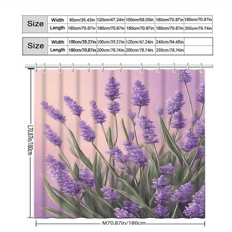 Lavender Flower Shower Curtain Purple Blooms Garden Design Bathroom Decor Waterproof Curtains Calming Home Style