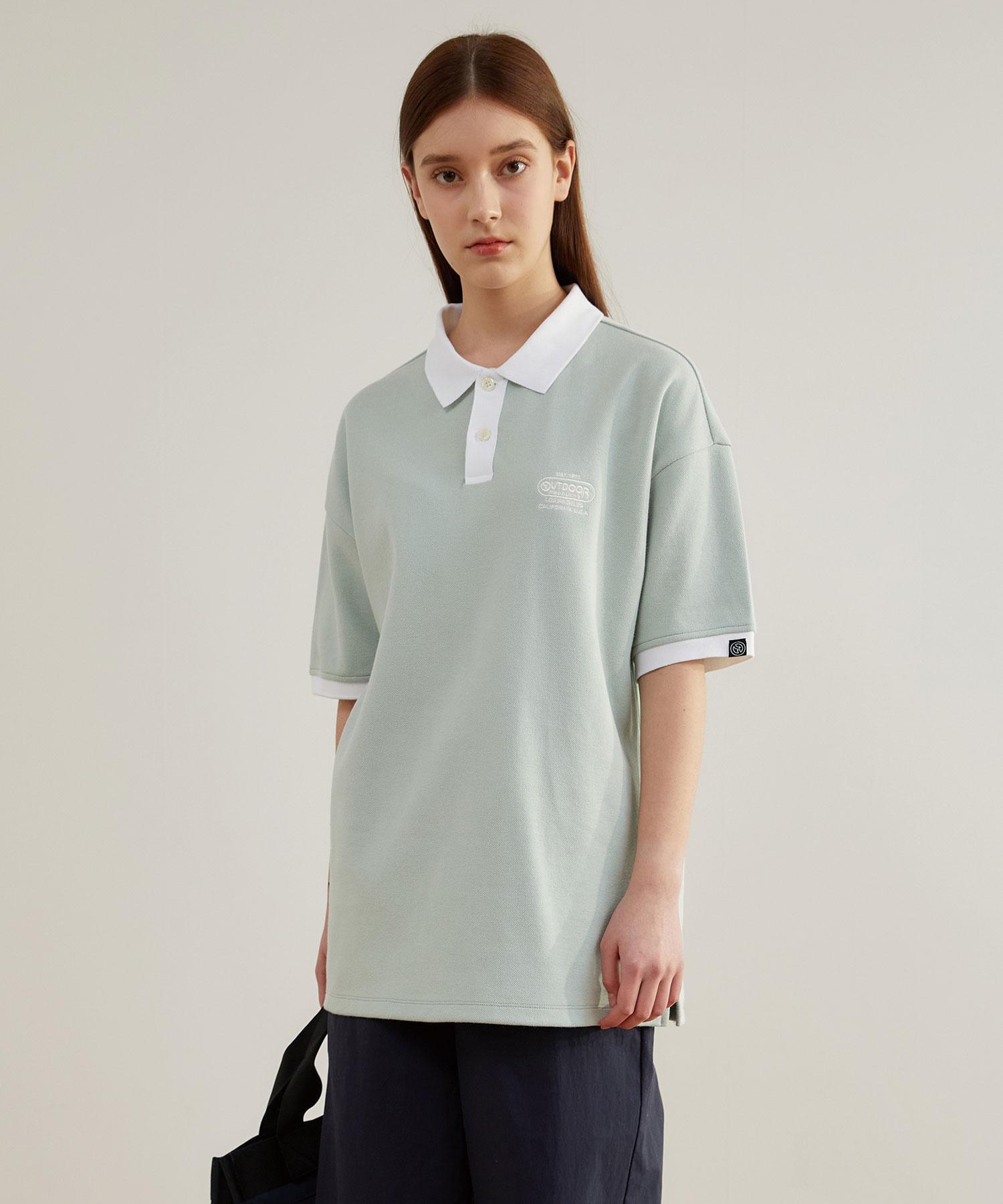 Color Block Pique T-Shirt (Type A) Mint/Xl