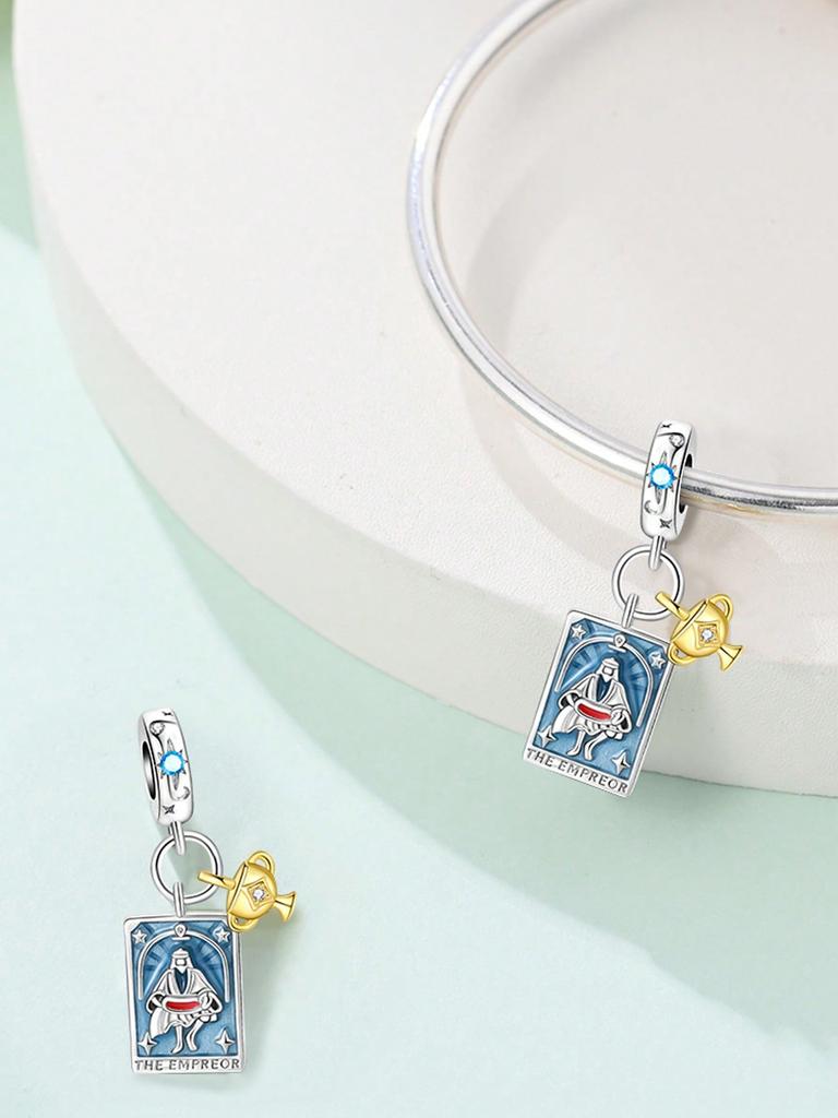 Hot Sale Charms Bead 925 Silver Tarot of the Holy Mother Emperor Fit Bangle Bracelet Necklace DIY Jewelry