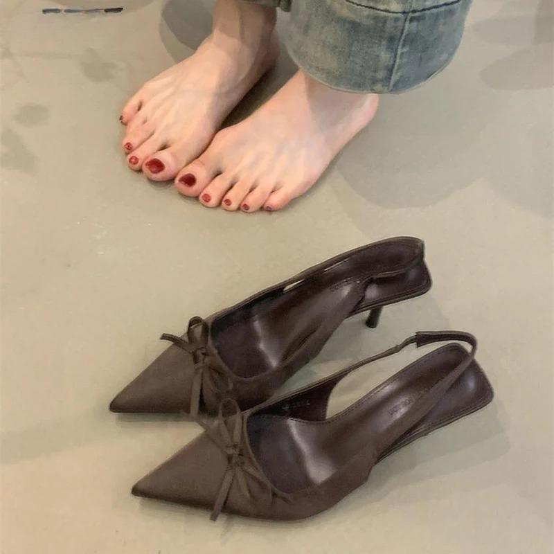 Mode Sommer Damen Sandalen Luxus Spitz High Heel Sandalen Mode Schmetterlingsknoten Slingbacks Pumps Damen Stripper Party Sandalen