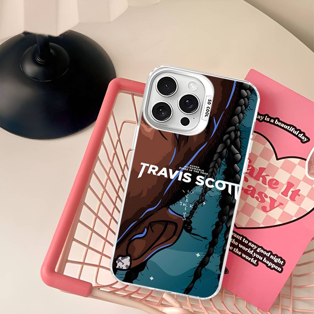 T-Travis S-ScottS Singer For Iphone 15 14 13 Plus 17 16 12 11 Pro Max Matte Colored Silver Luxury Phone Cover