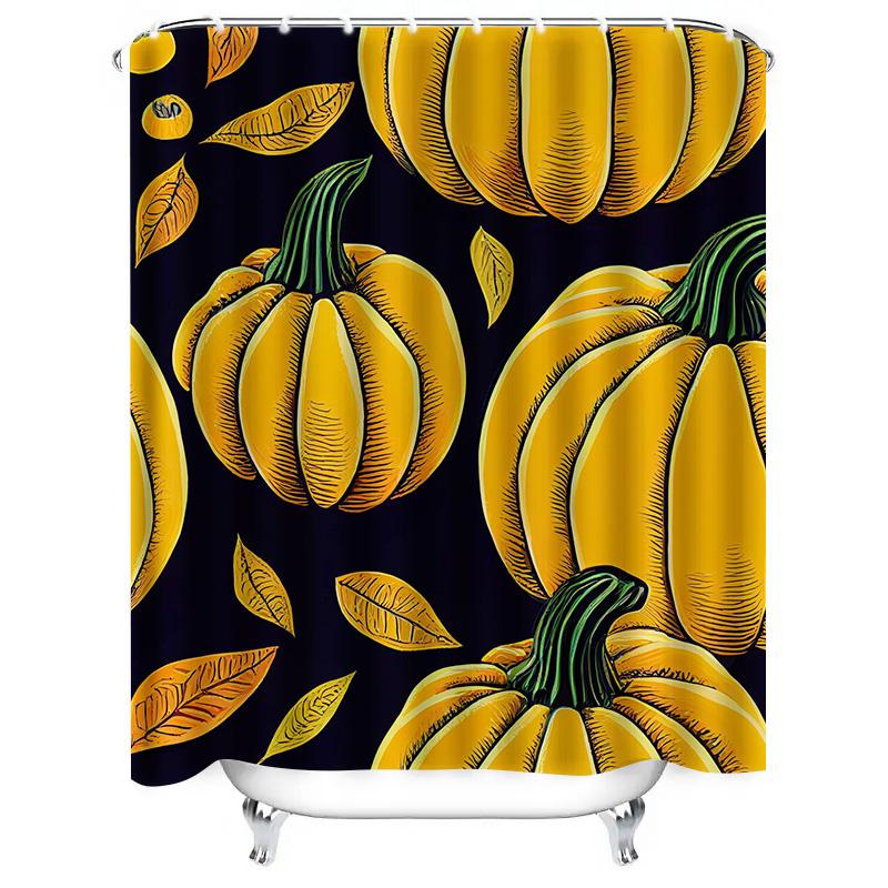 Tuniu Pumpkin Pattern Shower Curtain Halloween Fall Decor Cute Graphic Design Home Decor