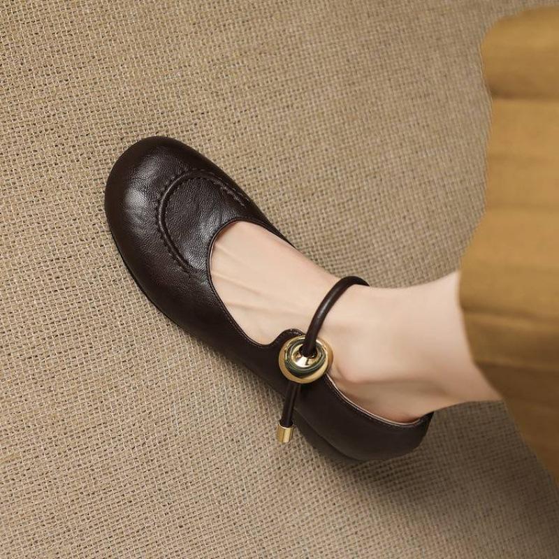 Wear Women's Non-slip Soft-soled Single Shoes In All Seasons, Comfortable Round Head Low-top Beef Tendon Sole Large-size Women's Shoes, New Small L