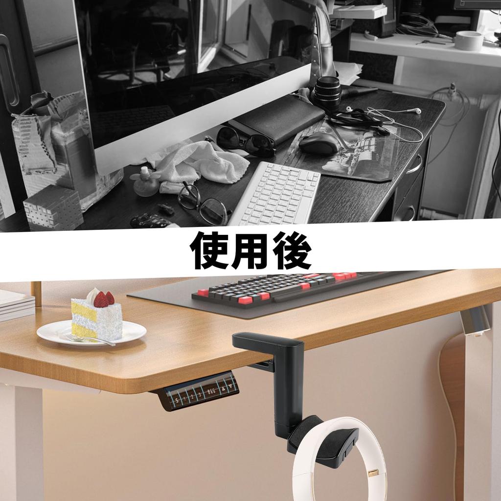 voocye Headphone Rotating Headphone No Drilling Clamp Cable Hook Suitable for Headphones and 1kg Load Spring Clamp Stand, 360-Degree Hanger/Hook,