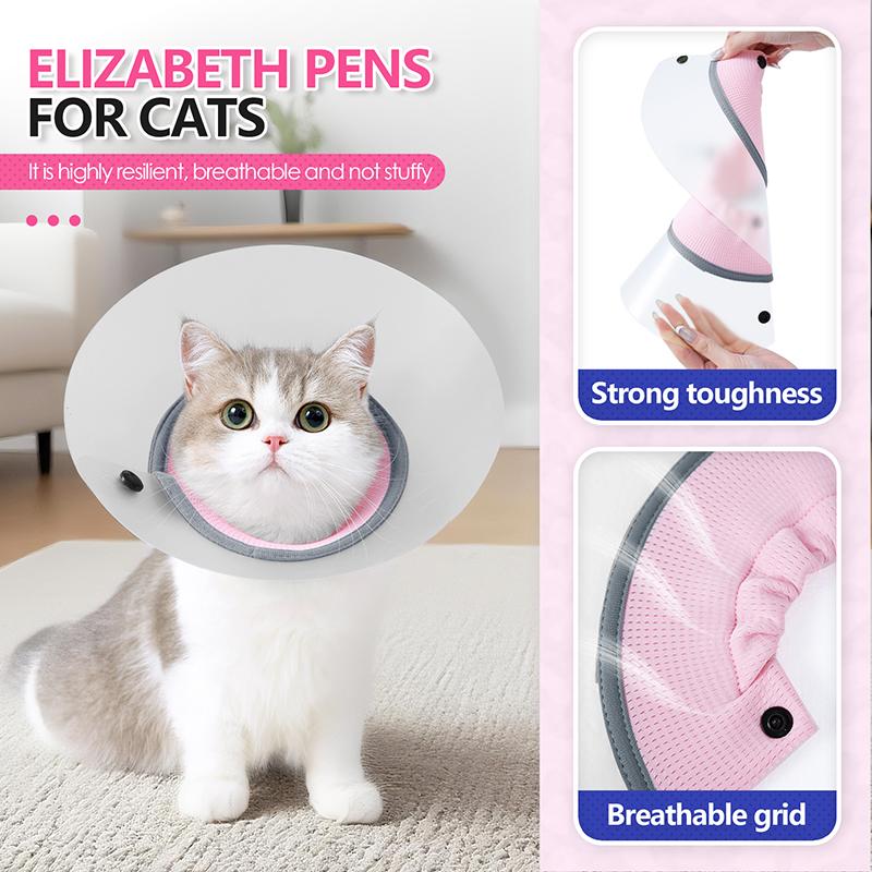 Adjustable Elizabeth Cat Collar Lightweight Anti-Bite Lick Transparent Health Training Pet Protective Collar for Cat Jouet Chats