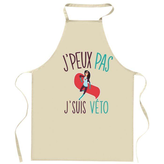 Planetee Tablier de cuisine véto J'peux pas | Cadeau Original pour passionnés Vêtement Blouse de protection Barbecue Jardinage