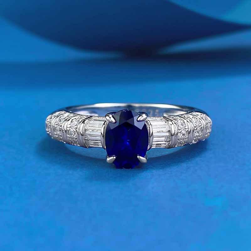 

Xiancan 925 Sterling Silver Oval Blue Ring - Diana Style Women s Fashion Size 9