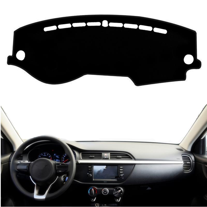 Car Dashboard Cover Mat For RU Kia Rio 4 Tuning K2 Xline 2017 2018 Anti-UV Pad Dashmat Sunshade Dash Board Carpet Black(Black Edge)