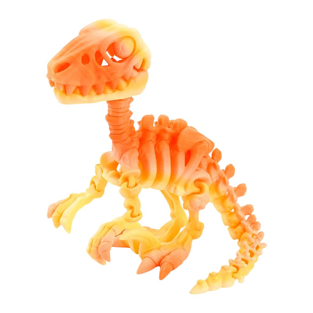 3D Printed Articulated Raptor Skeleton Figurine Dinosaur Bones Poseable ModelToy For Home Office Decors and Collector