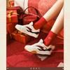 Anta Wave Shoe Slip Resistant Abrasion Resistant Cushioning Low top Skateboard Shoes Women's White Red Black 922518005-6
