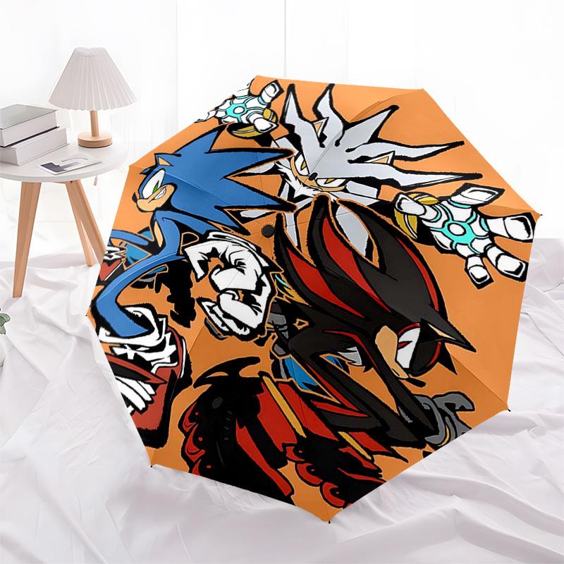 

1pc Sonic the Hedgehog Umbrella Automatic Opening & Closing, Portable 3-Fold Design, 8-Bone Iron Frame Outdoor Umbrella, Ideal Gift for Fans, Traveler