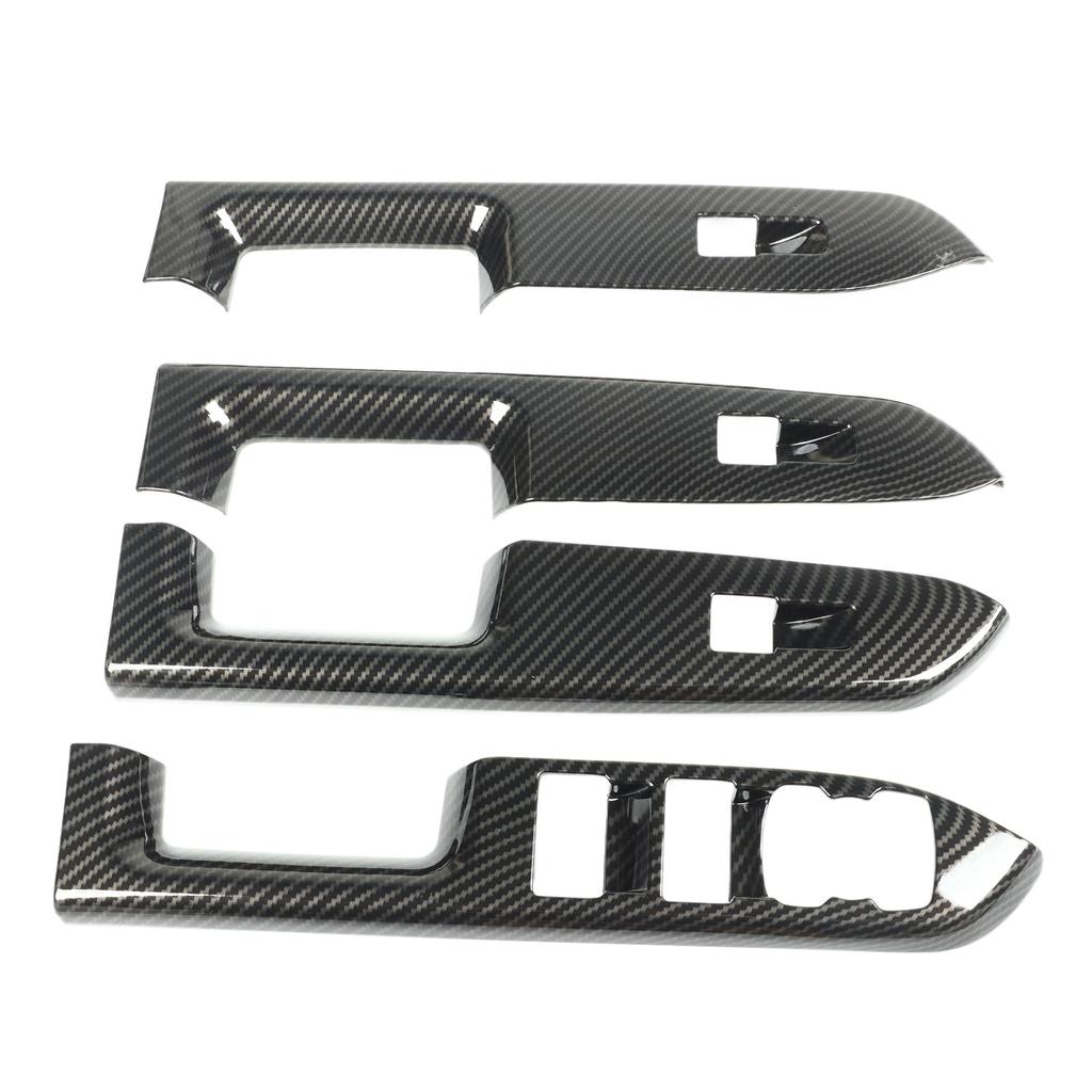 4 Pcs Door Window Control Panel Cover Carbon Fiber Style Glass Lift Button Decoration Sticker for Bronco Sport CX430 4