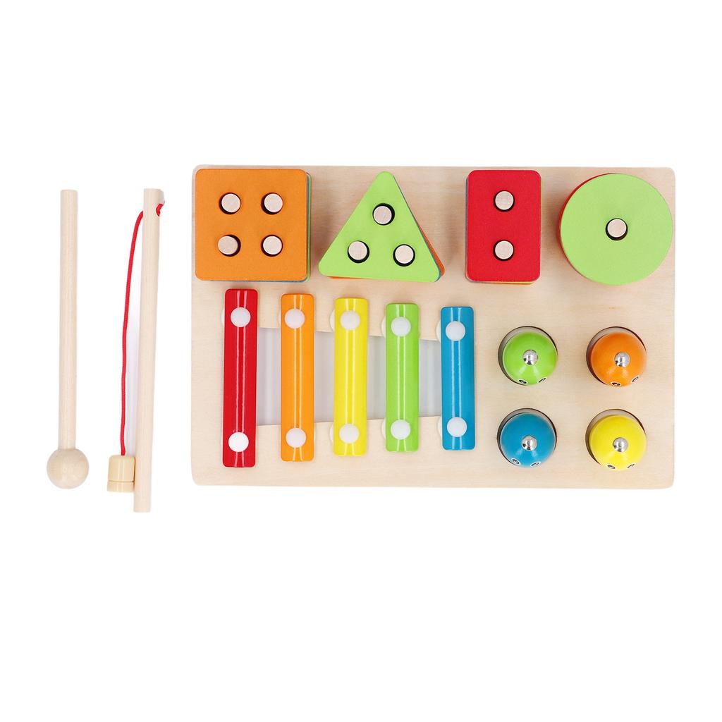 3 in 1 Wooden Sorting and Stacking Toy Magnetic Fishing Game Xylophone Music Instrument Montessori T