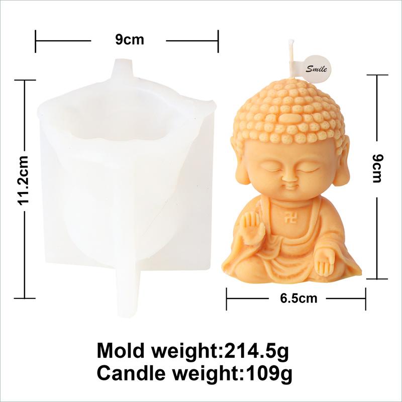 Mini Cartoon Monk Candle Silicone Mold 3D Buddha Statue Gypsum Form Concrete Resin Moluds DIY Religion Temple Buddha Home Decor