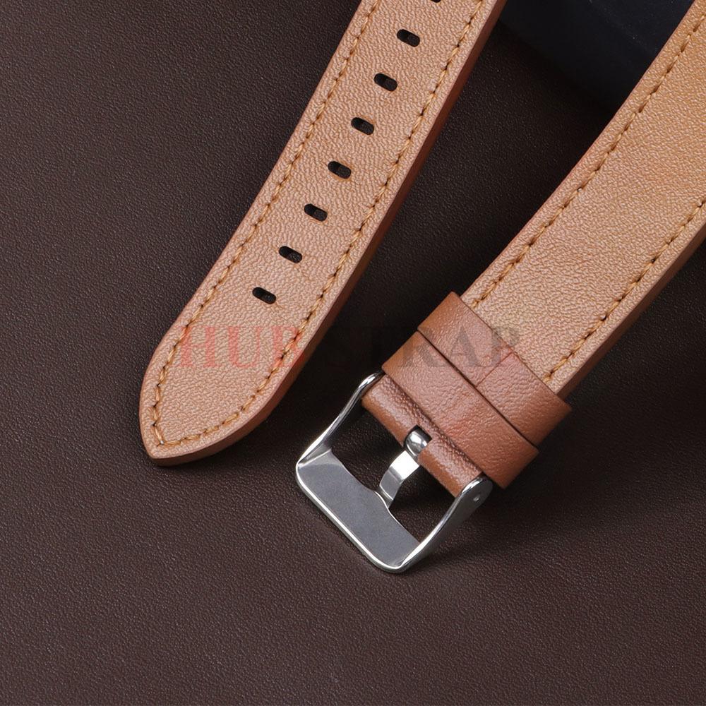 22mm 20mm Watch Band Cowhide Watchband for Huawei GT3 for Samsung Strap for Men Steel Pin Buckle High Quality Wrist Bracelet