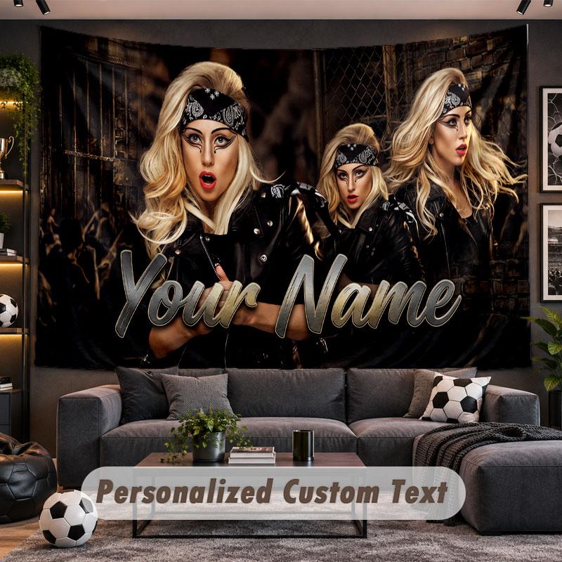 Wall Hanging Tapestry Custom NameLady Gaga Pattern Personalized Printed Fabric Wall Decor