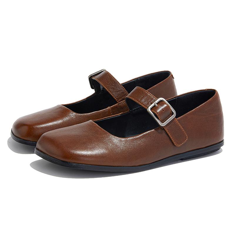 Fashion AIYUQI Mary Jane Female Shoes 2025 New Genuine Leather Shoes Women Non-slip Large Size Square Toe Buckle Ballet Flats Women