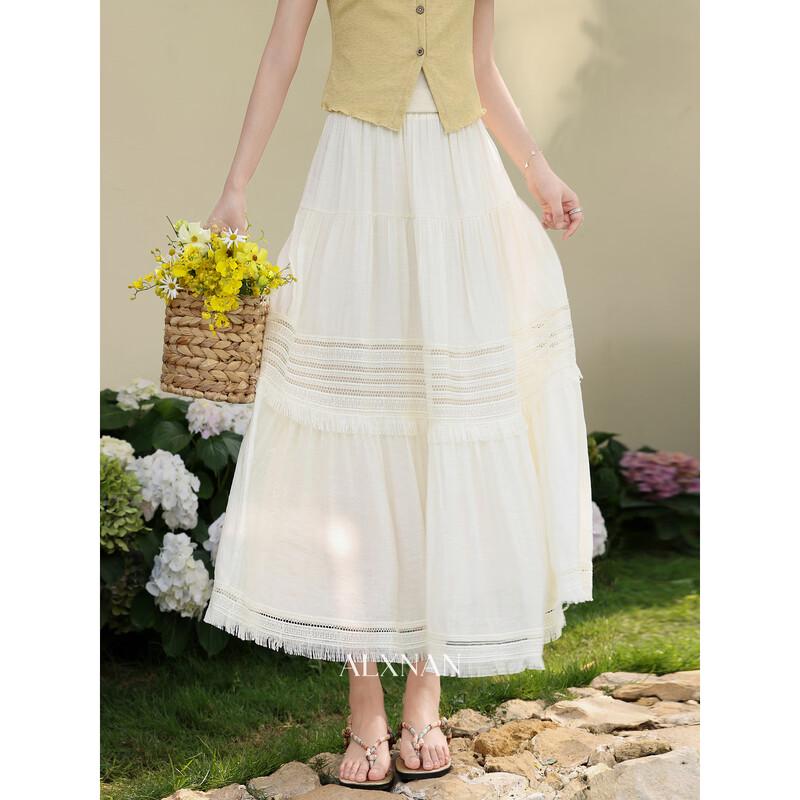 Lu Xiangnan Tassel A-Line Midi Skirt M