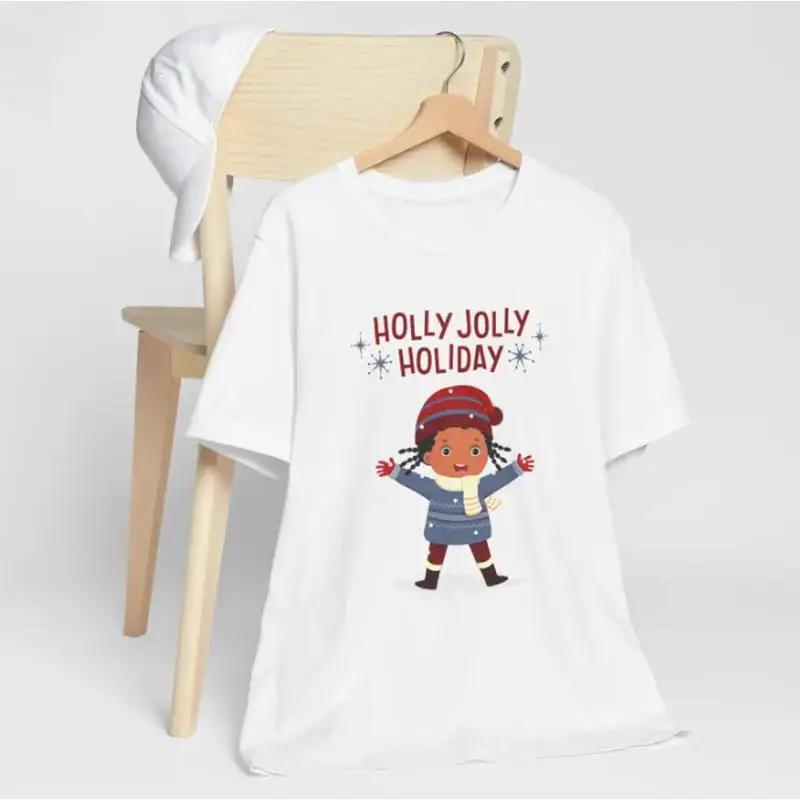 New T Shirt Holly Jolly Holiday With Happy