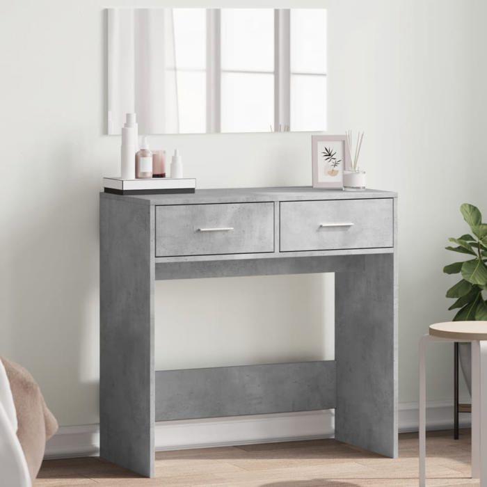 VidaXL Coiffeuse avec miroir gris béton 80x39x80 cm, table de maquillage, table à bijoux, coiffeuse avec miroir, coiffeuse 840705