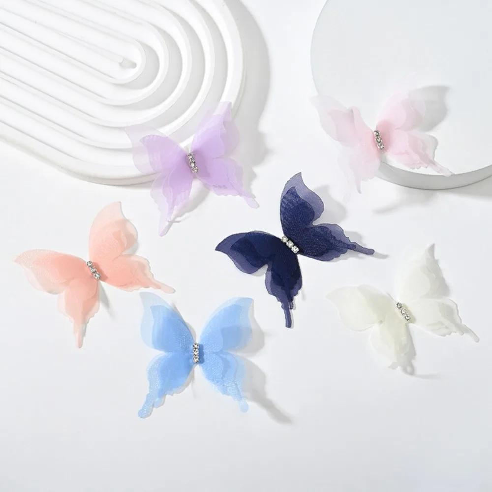 20ks Organzová látka s gradientní barvou Motýlí aplikace 3D Snový šifonový motýl Průsvitný 5CM DIY Šití Řemeslná dekorace