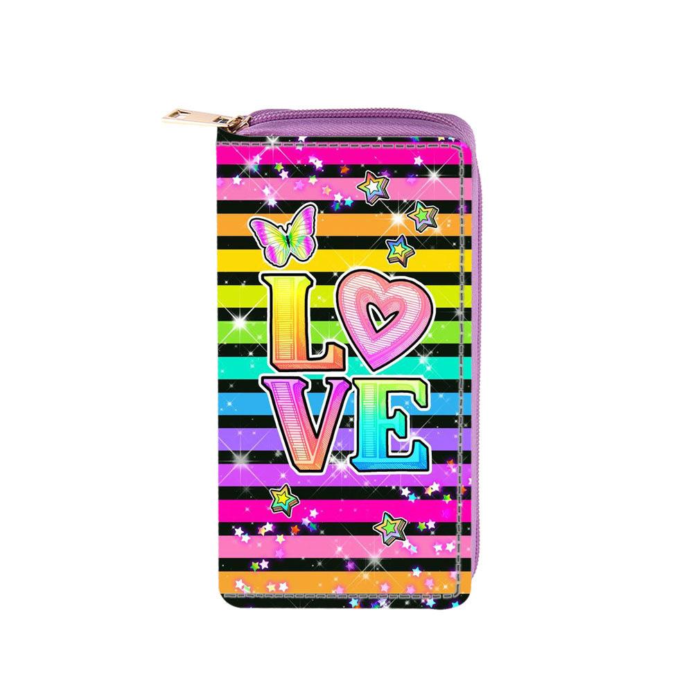 LOVE English alphabet long zipper wallet, card bag wallet