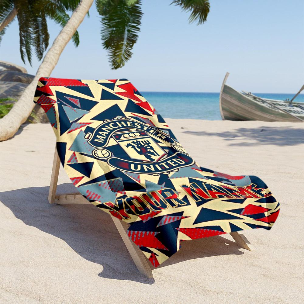 Manchester Customized Name Beach Towel Quick-Dry Soft Microfiber Perfect for Traveling Yoga Camping and Swimming