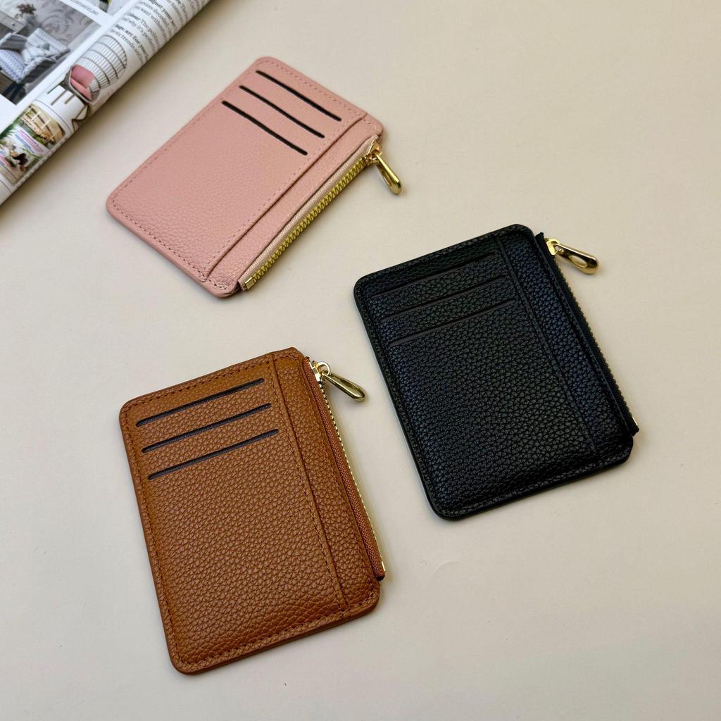 Lychee Pattern PU Card Sleeve Multi-functional Zipper Coin Purse