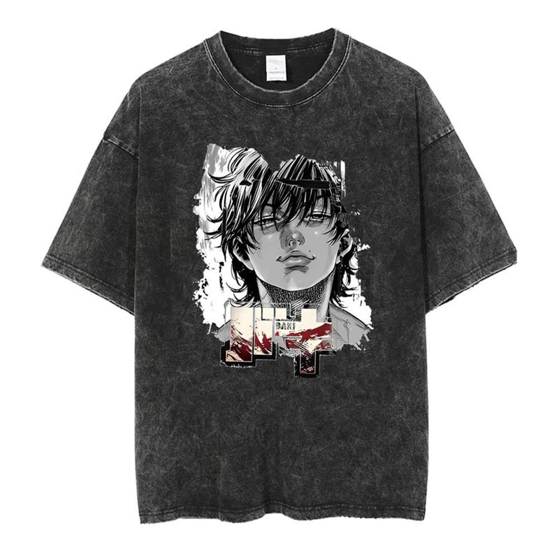 Baki Print Vintage Cotton Tees For Men Women Summer Casual Tshirt Tees Gym Workout Training Short Sleeve Tops Outfits