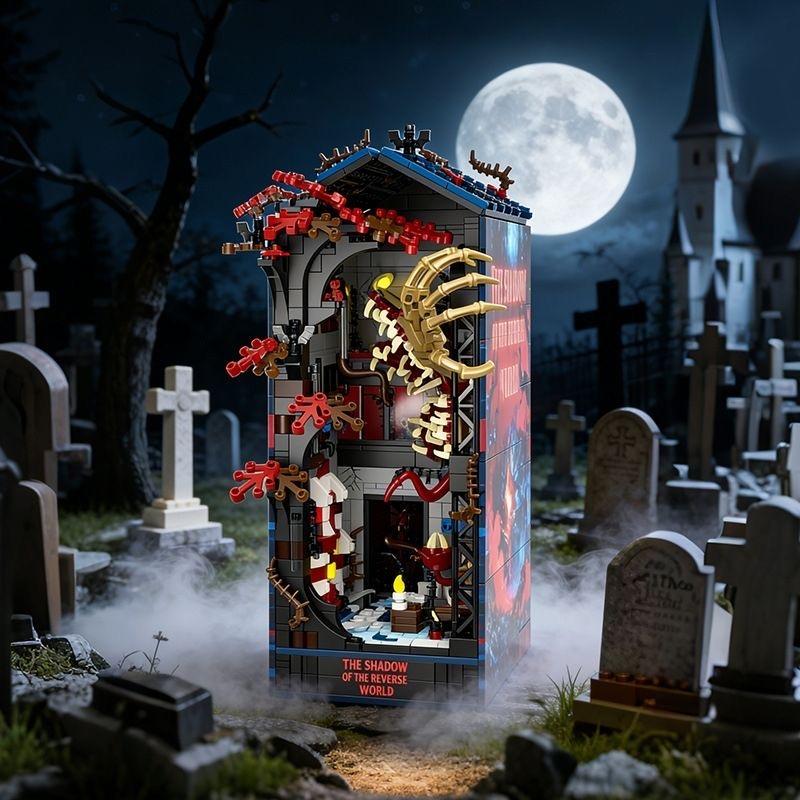 Stranger Things Buchstützen Kompatibel mit LEGO Steinen, Minifiguren, Bausteinen, Puzzle-Bauspielzeug