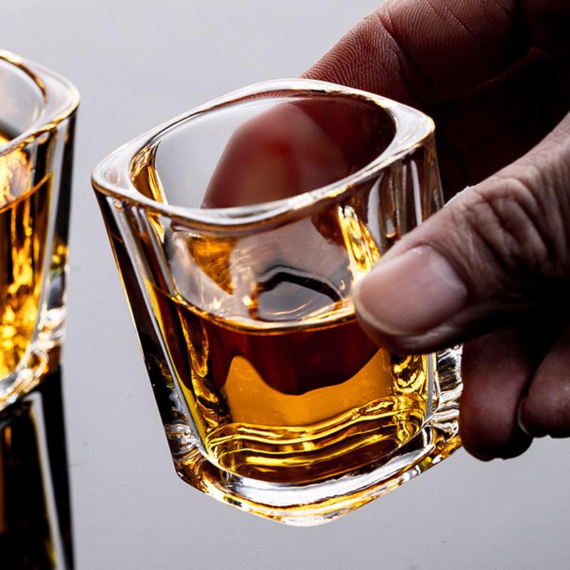 Drinking Glasses Set of 12 Square Glass Transparent Mini Capacity 70ml Creative Milk Tea Drinks Cups Red Wine Glass Coffee Cup