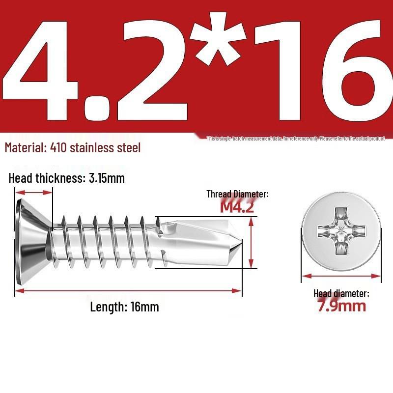 410 Stainless Steel Self-Drilling Flat Head Cross Countersunk Swallowtail Screws