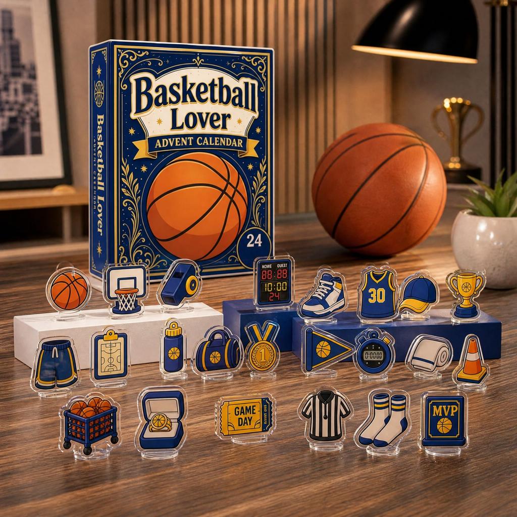 Sports Advent Calendar Days 2D Acrylic Blue and Yellow Basketball for Fans