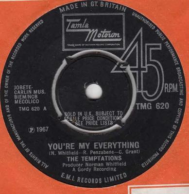 7inch Record TEMPTATIONS - You're My Everything TMG620 Tamla Motown 1967 UK Soul/Funk Used