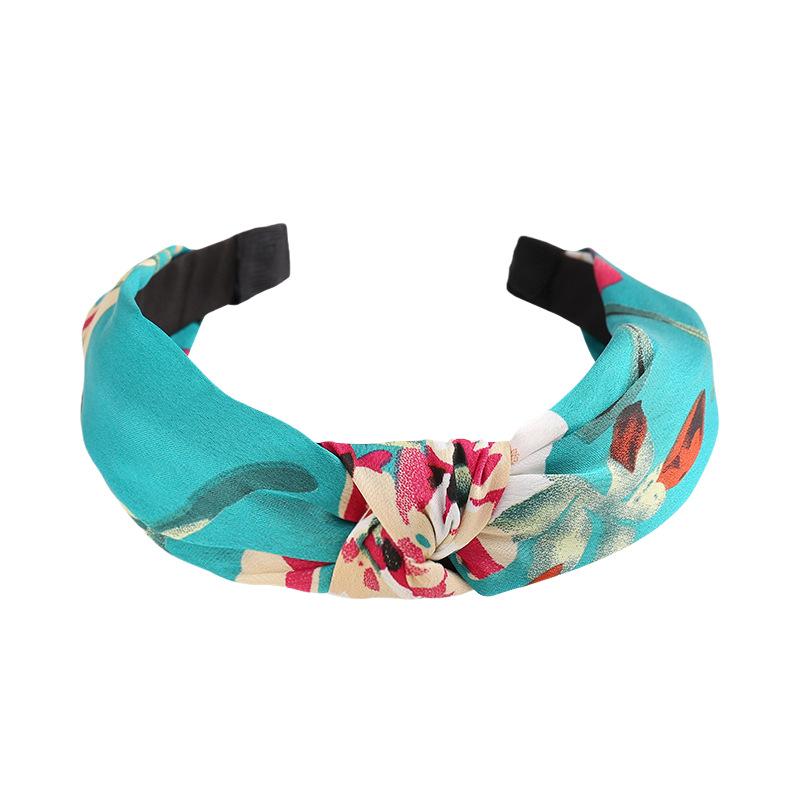 New Fabric Knotted Headband Fashion Wide Edge Printed Headpiece Women's Simple Face Wash Headband Hair Accessories