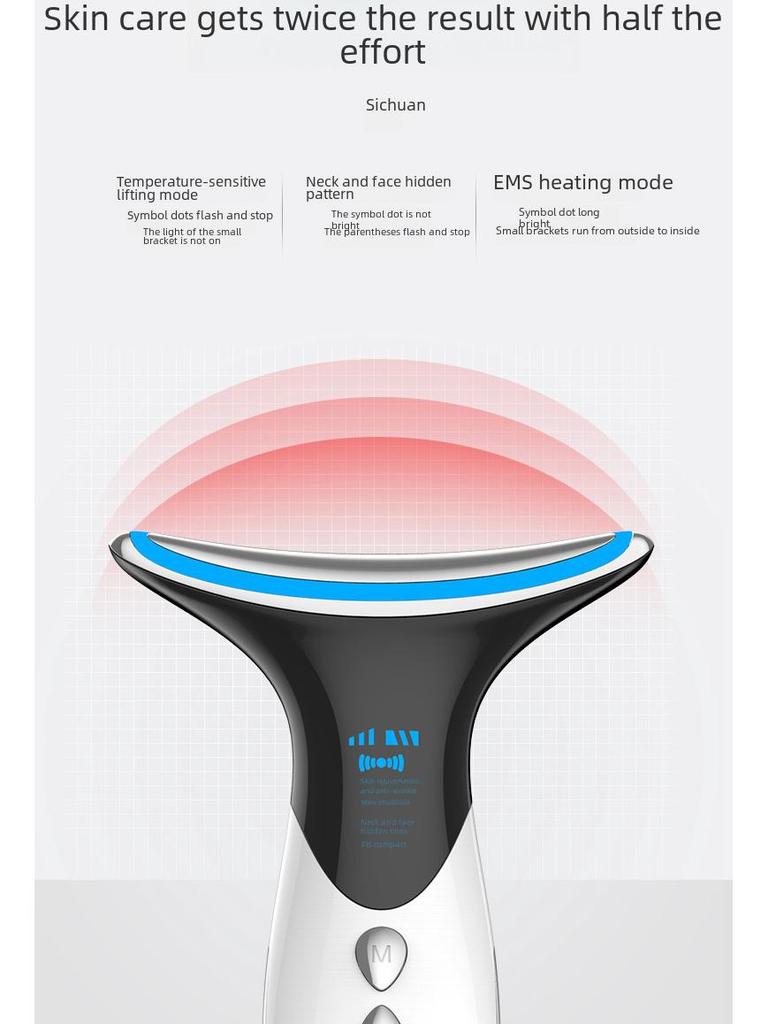 EMS Microcurrent Neck and Face Beauty Device: Removes Neck and Nasolabial Lines, Vibrates for Massage, Lifts and Tightens, Anti-Wrinkle.