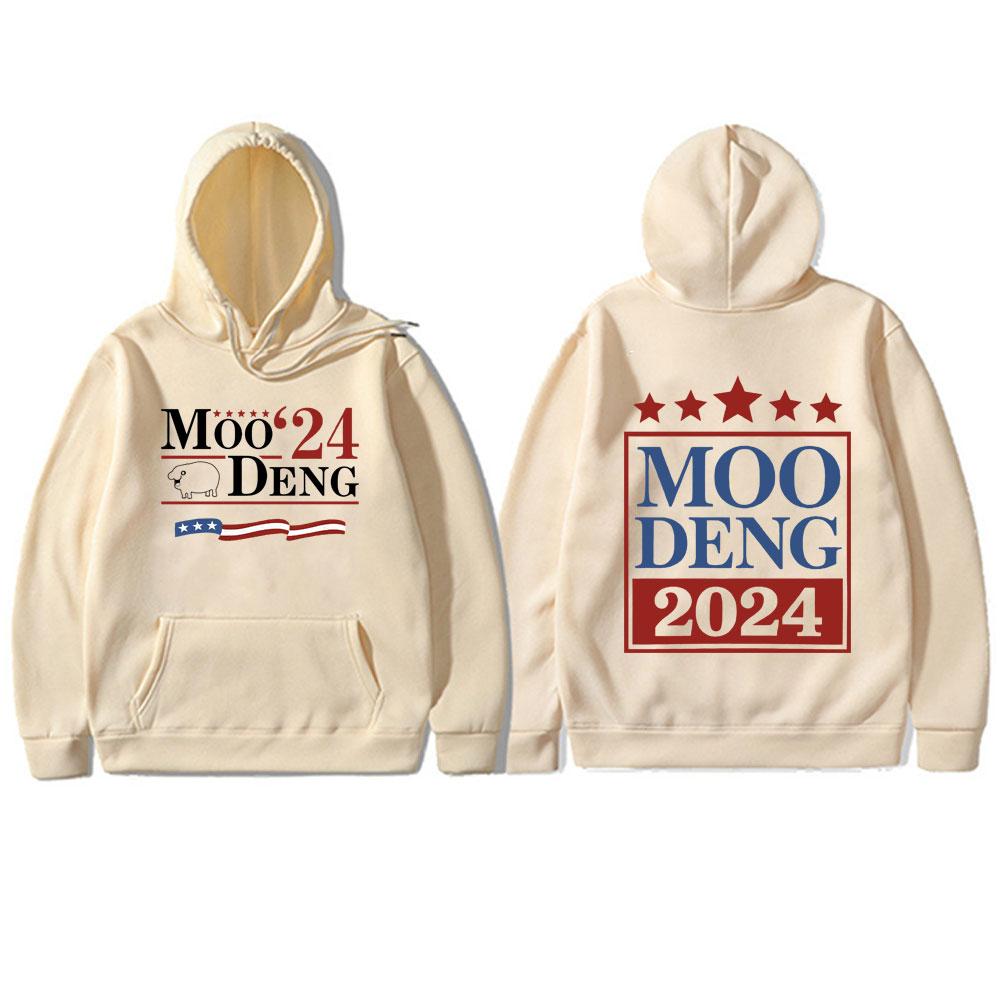 Baby Hippo Moo Deng Funny Meme Double Sided Print Hoodie Men Women Fashion Casual Hooded Tracksuit Male Oversized Fleece Hoodies