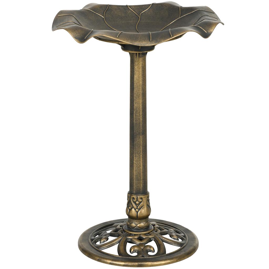 71cm Bird Bath for Garden. Standing Pedestal Birdbath with Lotus Leaf Basin. Vintage Decorative Bird Bath Bowl for Outdoor. Bronze Tone