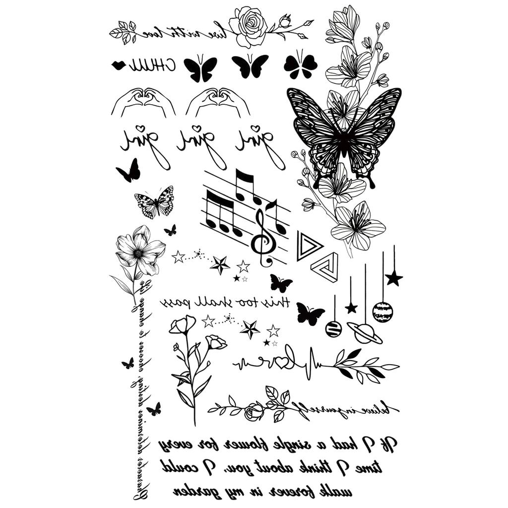 Y2K Sexy Butterfly English Cross Finger Waist Belly Tattoo Sticker Holiday Party Decoration Sticker