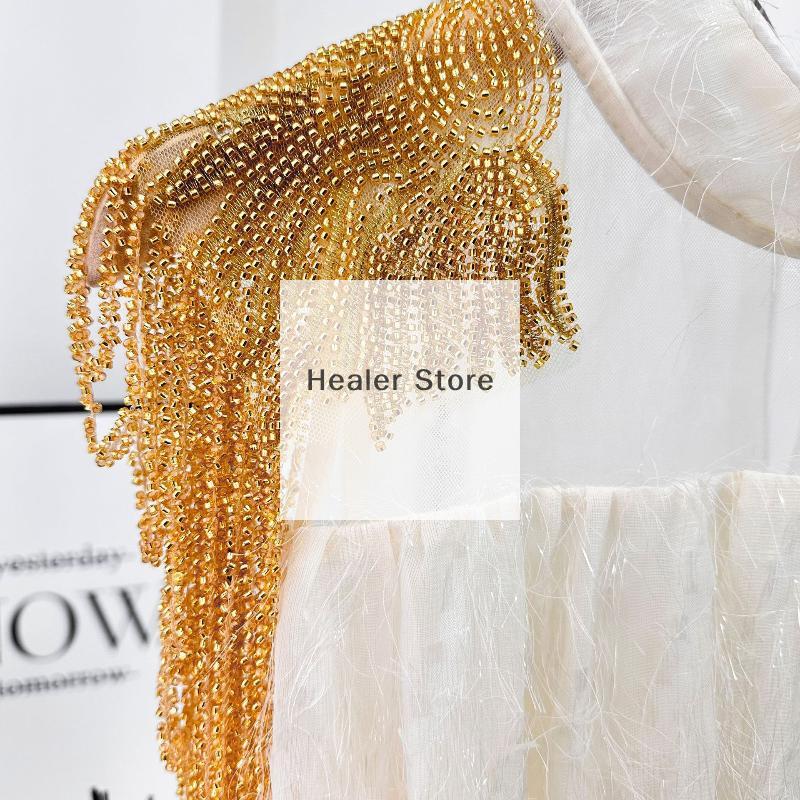 1Pc Long Tassel Chain Sequin Shoulder Ornaments Wedding Dress Performance Clothing Fashion Shoulder Boards Embroidery Patch