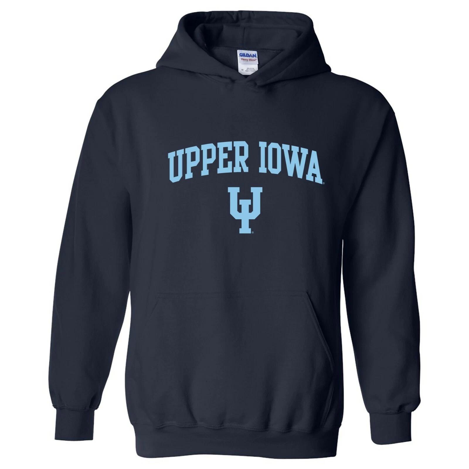 Upper Iowa University Peacocks Arch Logo Hooded Sweatshirt - Navy 3XL