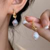 Baroque Pearl Drop Earrings for Women Knotted Pendant Design Asymmetric Irregular Shape Fashion Jewelry Accessories