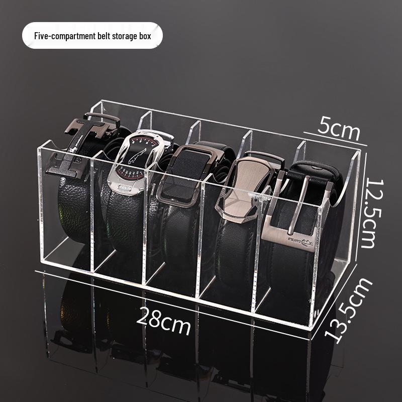 Acrylic Multi-Grid Desktop Belt Storage Box for Cosmetics