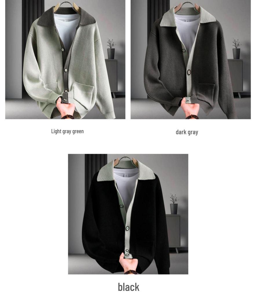 Men's Trendy Two-Piece Knit Cardigan: High-End Wool Sweater Jacket for Autumn/Winter
