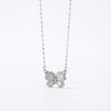 S999 Sterling Silver Butterfly Necklace Women Cubic Zirconia Fine Jewelry Necklaces Anti Tarnish Romantic Gift