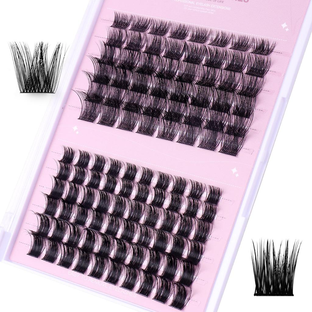 Naturalny, gruby, segmentowany zestaw sztucznych rzęs o dużej pojemności, podkręcony, skośny, latający, pojedynczy kępka rzęs