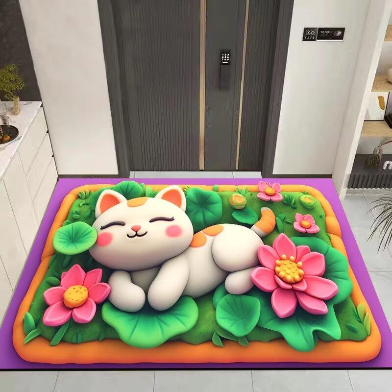 3D Cartoon Schattige Kat Vloerkleed Tapijt voor Woonkamer Kinderkamer Mat Sofa Deurmat Vloerkleed Woondecoratie Antislip Zachte Mat Cadeau