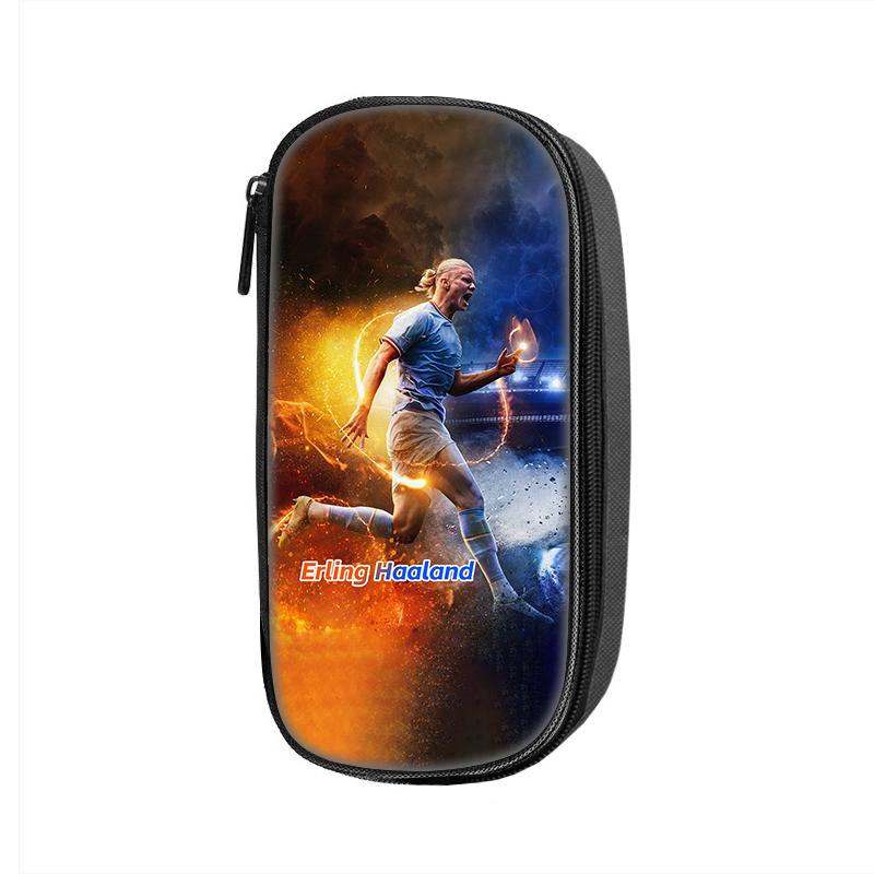Haaland Pattern Pencil Case Makeup Bag Football Star Pen Bag Student Big Capacity Sports School Supplies Zipper Pencil Pouch