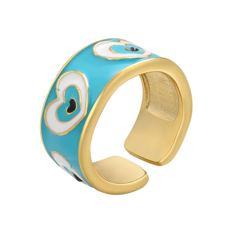 

HECHENG,dripping oil ring for women Creative open ring heart eye enamel women ring fashion Zircon wholesale