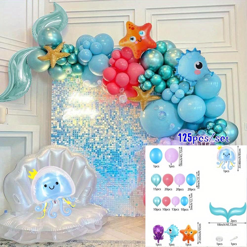 

125pcs Marine Animal Themed Garland Arch Kit, Birthday Party Balloon Decoration, Anniversary Indoor and Outdoor Scene Decoration Other